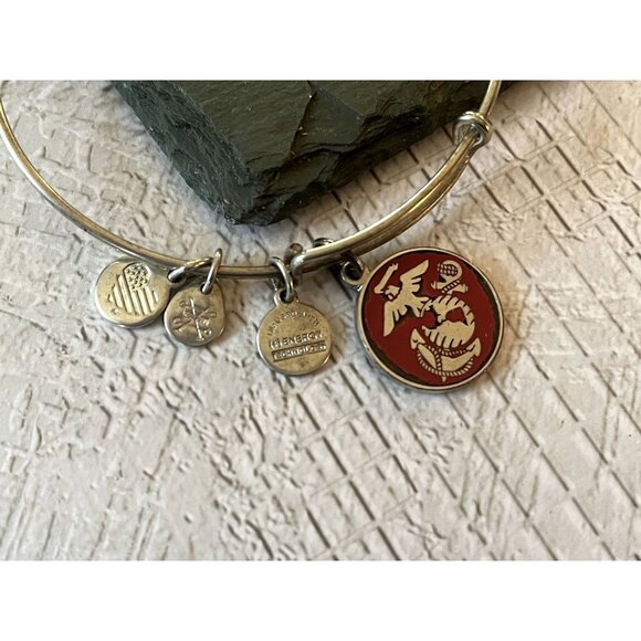 Alex and Ani Silver U.S. Marine Corps Charm Bangle - Picture 6 of 8